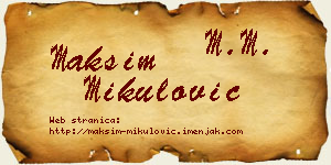 Maksim Mikulović vizit kartica